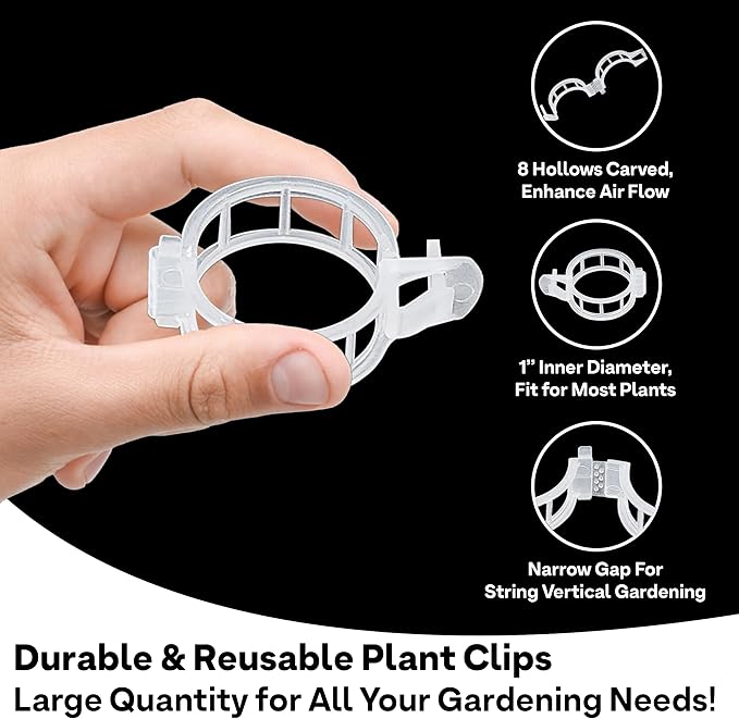 180 Pcs Plant Support Clips, Clear Plastic Trellis Clips, Garden Clips, Vegetable Clips, Vine Tomato Clips for Plants Support, Plant Clips for Climbing Plants to Grow Upright & Healthier - RamPro