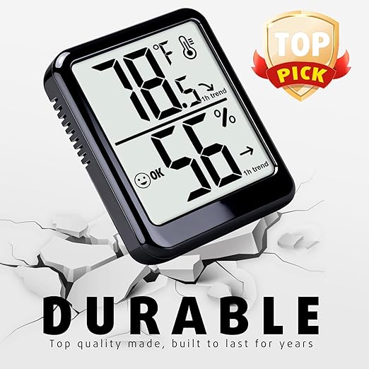 4-Pack Room Thermometer Indoor Hygrometer, Small Digital Temperature and Humidity Monitor Sensor, Temperature Humidity Gauge Meter for Home Baby Room, Plants, Pets - AAA Battery Included