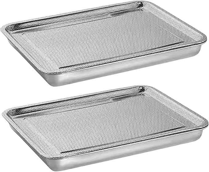 Seed Sprouter Tray Stainless Steel Seed Germination Tray Kit Rectangle Wheatgrass Bean Sprouts Grow Tray for Garden Supply 26x20x5 cm 2PCS Home Decor Accessory