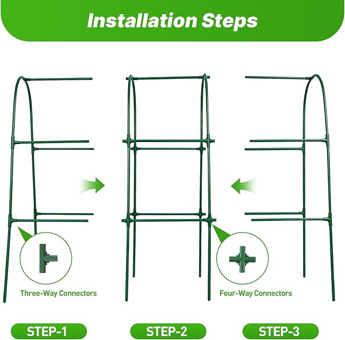 Cucumber Trellis for Raised Garden Bed,U-Shape Plant Support Metel Trellis for Climbing Plants Arch Trellis with Netting for Outdoor Cucumbers, Tomatoes, Vine Climbing Plant(63''X32''x47.2''(LxWxH))