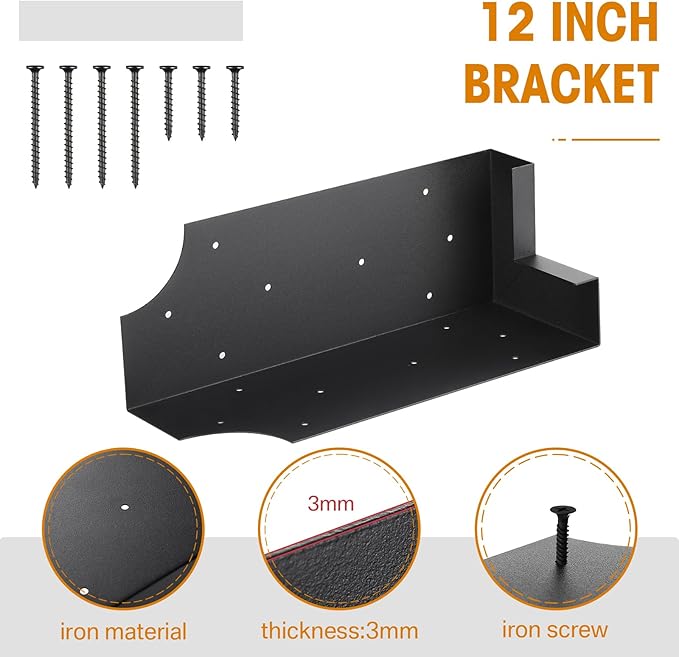 Therwen 8 Set Raised Garden Bed Corner Brackets with 128 Screws, Fit Lumber up to 2 Inch x 12 Inch, Metal Planter Box Rust Resistant Raised Bed Brackets for Vegetable Garden(Black)