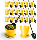 20 Pcs Nursery Pots with Humidity Dome, Flower Pot Dessert Cups with Bring A Plate and Shovel, Planting Cups for Seeds for Indoor Gardening and Plant Propagation(Yellow)