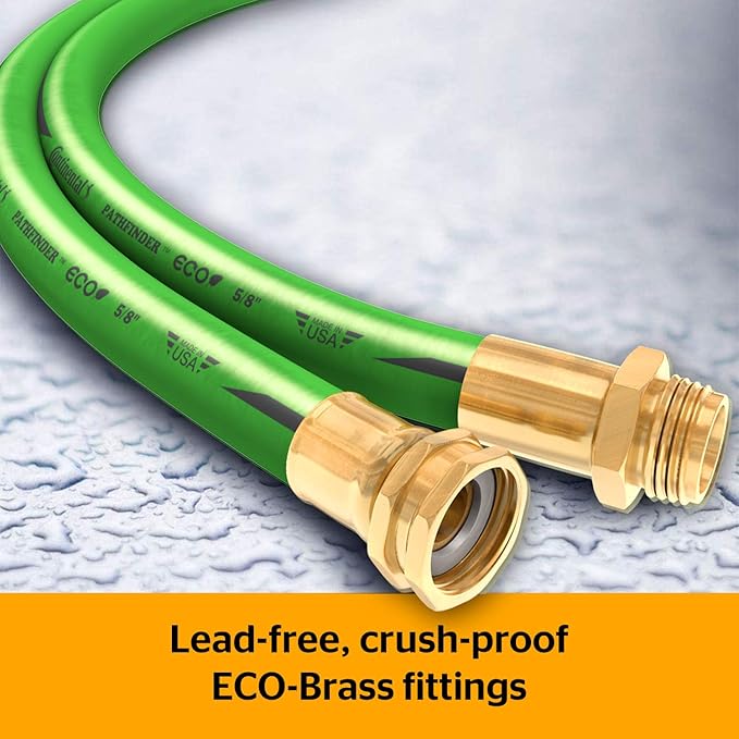 Continental Pathfinder ECO Green Garden Hose 5/8in Inside Diameter x 50ft Length Male x Female Garden Hose Thread Eco Brass Fittings