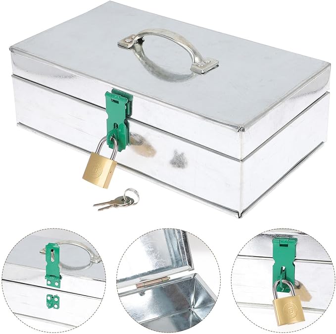 Healeved Garden Tool Storage Box with Lockable Iron Case, Portable Gardening Tools Organizer 25x14x7cm Handheld Storage Holder for Home and Outdoor Use