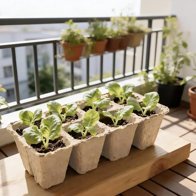 Delphinus 12 Packs Seedling Starter Trays 144 Cells, Seed Starter Trays Planting for Seedlings Biodegradable Seed Germination Trays Plant Starter Peat Pots for Seedlings