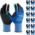 Safety Work Gloves MicroFoam Nitrile Coated-12 Pairs Pack,Blue Seamless Knit Nylon Glove with Black Micro-Foam Nitrile Grip,Ideal for General Purpose,Automotive,Home Improvement,Painting(XX-Large)
