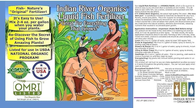 Fish Fertilizer - Omri Listed Hydrolyzed Fish Fertilizer for Plants (5 Gallons) - Liquid Organic Fertilizer for Vegetables, Fruit, Lawns, Blooms & Plants