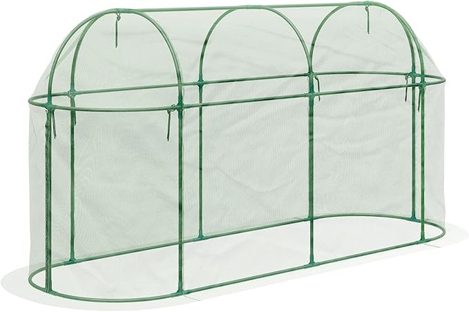 BPS Crop Cages for Garden Plant, 10x3x5 Ft Plant Netting Protection Tent with Zippered Door for Plants, Raised Garden Bed Cover with Frame for Vegetables, Fruits and Flowers