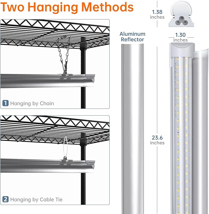 Bstrip Plant Shelf with Grow Light, 5-Tier Plant Stand with T8 24W Grow Light for Indoor Plants with Wheel, Grow Light Shelf with Timer for Indoor Plant, Seedling, Seed Starting, 29.5x13.8x59IN