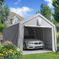Quictent 10x15FT Carport Shelter Large Storage Shed with Roll-Up Mesh Windows, Heavy Duty Portable Garage for Small Car, Boat, RV Gear Waterproof Storage Tent with Reinforced Frame, Sliver Gray
