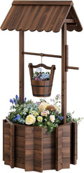 Wishing Wells for Outside,Wooden Wishing Well Planter,Rustic Flower Planter for Garden Patio Lawn Backyard Home Decor-21.7X21.7X47.25IN