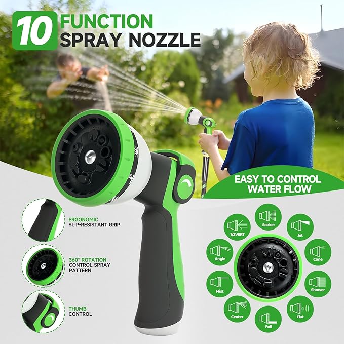 Garden Hose 75ft Flexible Non-Expandable Water Hose Ultra Lightweight Kink-Free Leak-Proof Durable & Abrasion-Resistant with 3/4" Brass Fittings for Patio Yard RV and Outdoor Use