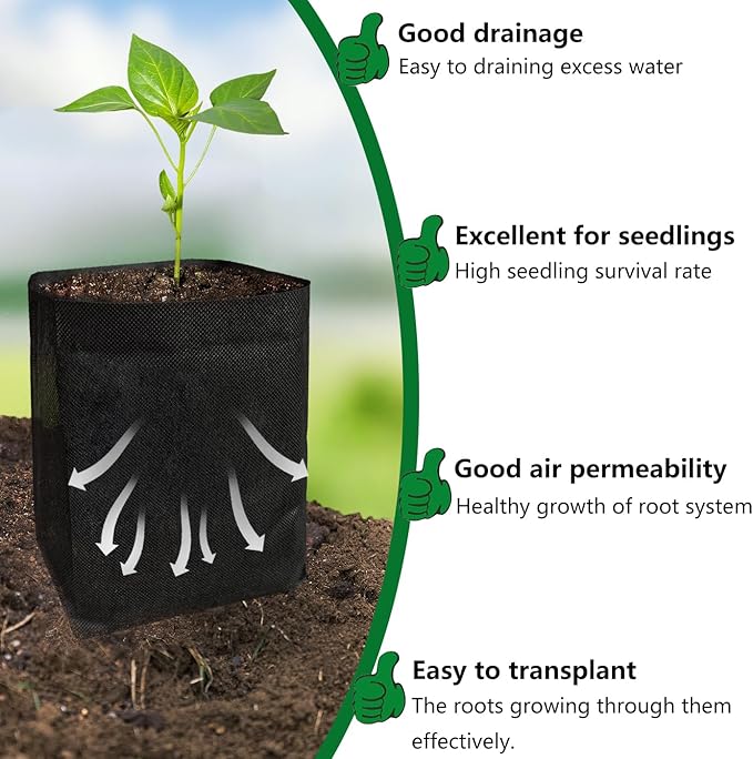 Belit 1.5 Gallon Plant Nursery Bags, 50 Pcs Non-Woven Grow Bags for Vegetable, Flower, Starting saplings