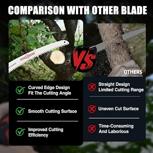 ANGELSWORD 15 Inch Arc Edge Reciprocating Saw Blade, 6TPI Wood Pruning Saw Blades for Tree Trimming, Wood Cutting, 3 Pack