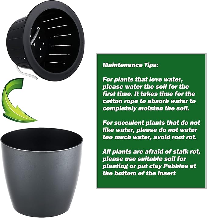 Planterhoma Self Watering Pots for Indoor Plants (Silver Gold, 6.7 Inch/5 Pack)