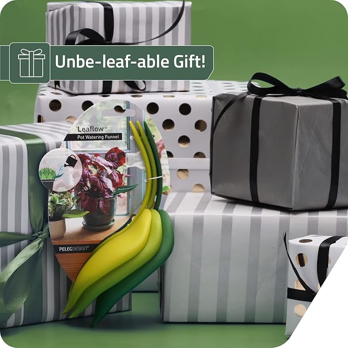 Peleg Design Leaflow Plant Pot Watering Funnel (Set of 3), Plant Watering Funnel for Indoor and Outdoor Plants, Watering Leaves for Plants