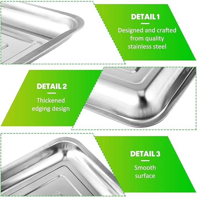 10 Pcs Stainless Steel Seed Starter Tray, Stainless Metal Garden Trays, Nursery Seedling Pots for Collection Transplantation & Propagation Flats, No Drain Holes(10.6 x 7.9 x 1.4 Inch)