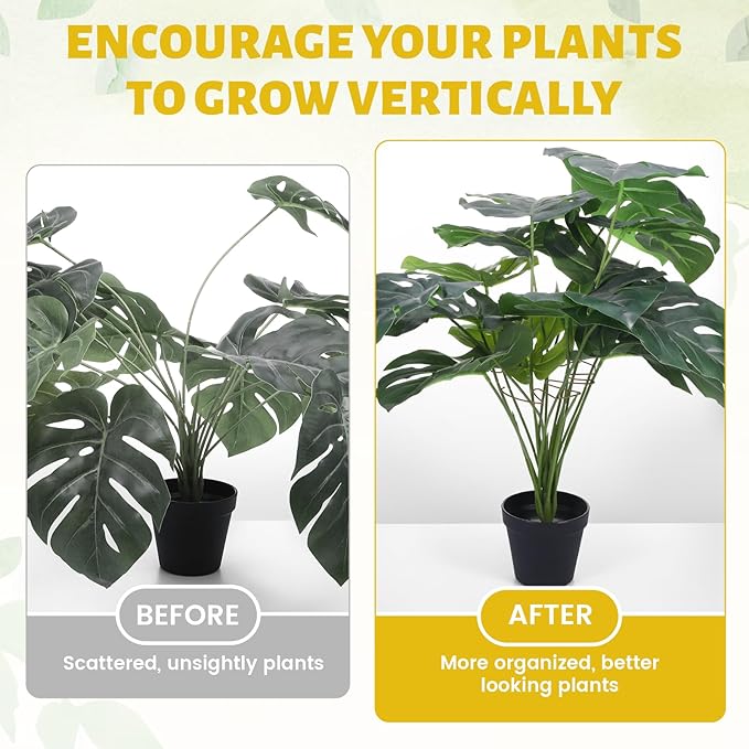 4 PCS Monstera Plant Support, Plant Support Stakes for Indoor Plants Plant Stem Support Metal Monstera Plant Stabilizer Holder Plant Clips for Climbing Plants Support for Thriving Growth