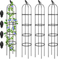 Sadnyy 4 Pack 6 ft Garden Obelisk Trellis for Climbing Plants Outdoor Rustproof Rose Pots Tall Garden Trellis for Outdoor Indoor Vines Flower Plants Support (Black)