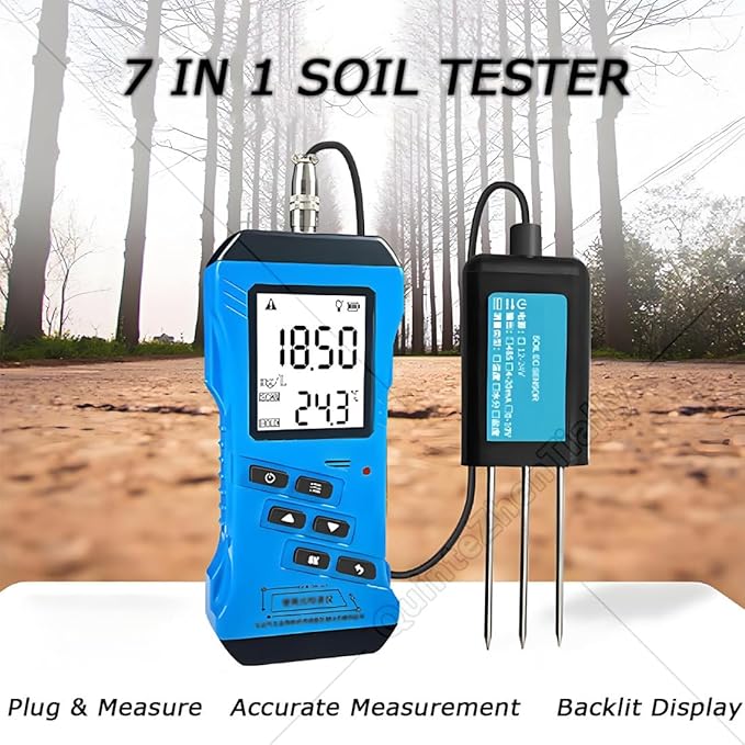 High Accuracy Digital Sensitive 7-In-1 Npk Meter,Multifunctional Soil Fertility Tester,Soil Ph Meter for Garden,Phosphorus,Nitrogen,Potassium Npk Tester,Moisture,Nutrient Conductivity