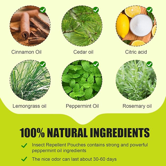 Natural Peppermint Insect Repellent, Spider Repellent Indoor, Fresh Mint Scent, Rodent Repellent for Car Engine, Home Storage, Safe for Kids and Pets (12)