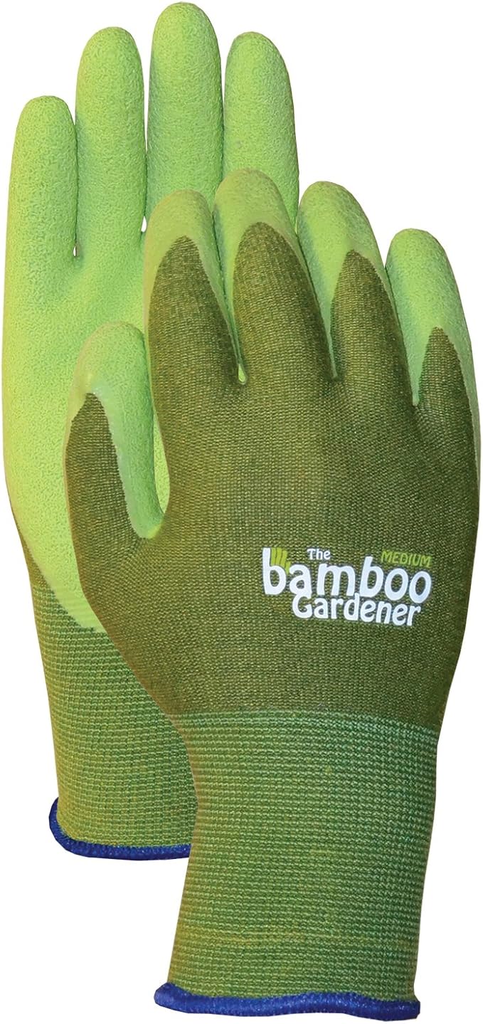 Bellingham C5301L The Bamboo Gardener Work Gloves, Made of Sustainable Bamboo Rayon Fiber, Durable Natural Rubber Palm and Fingers, Large, Green