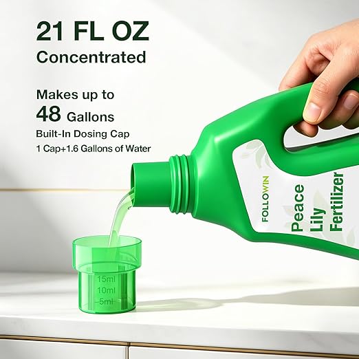 Followin Peace Lily Plant Food, 3-1-2 NPK Liquid Fertilizer for Indoor House Plants, EDTA Chelated Micronutrients, Spathiphyllum Concentrate Supporting Green Foliage and Healthy Roots, 21 fl oz