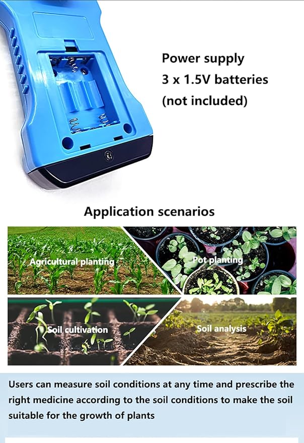 7 in 1 Soil Tester, Digital PH Meter for Soil, NPK Tester with Moisture & Temperature Sensor, Backlit LCD Garden Soil Test Kit for Lawn, Farm, Indoor/Outdoor Plants