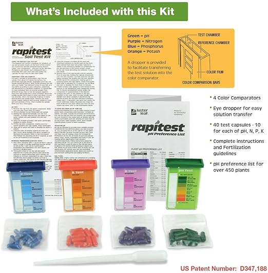 Luster Leaf 1601 Rapitest Test Kit for Soil pH, Nitrogen, Phosphorous and Potash, Thrее Расk