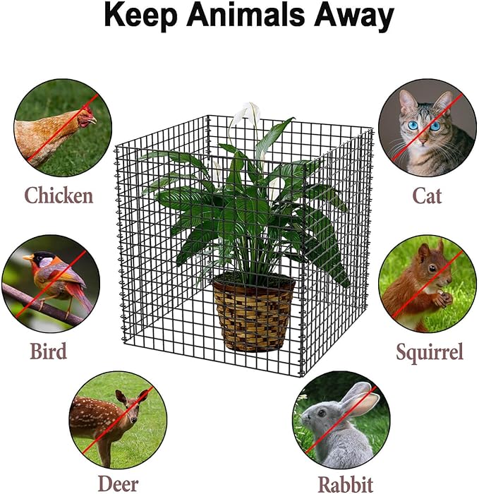 (4 Packs) Wire Plant Protector, 14.8" L x 14.8" W x 15.7" H Plant Protectors from Animals, Large Garden Plant Cage, Protect Plants, Shrubs and Vegetables from Rabbits, Heavy-Duty