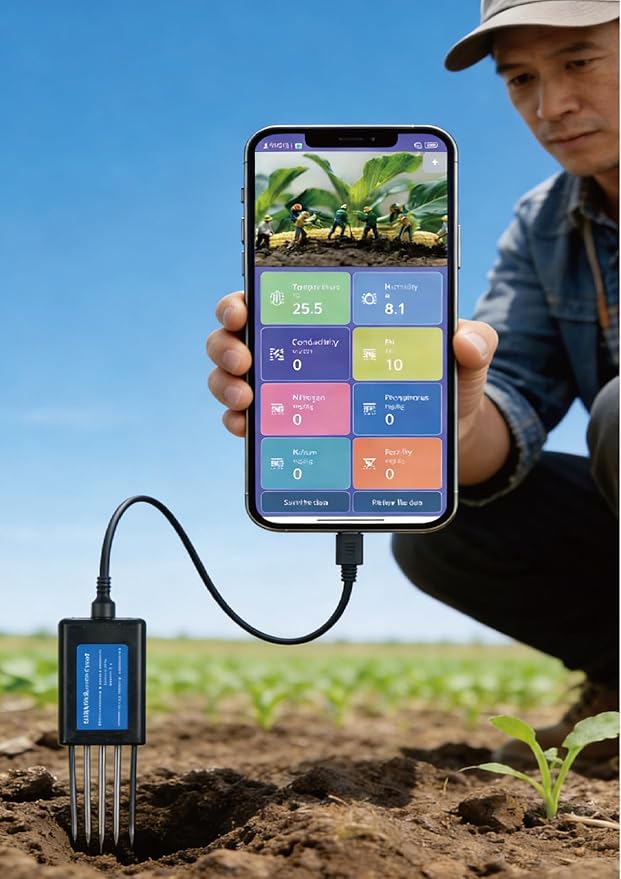 8 in 1 Soil Tester, Nitrogen, Phosphorus, Potassium Npk Tester, Ph, Moisture, Nutrient Conductivity, Ec Meter,High Accuracy Digital Sensitive,Soil Fertility Test