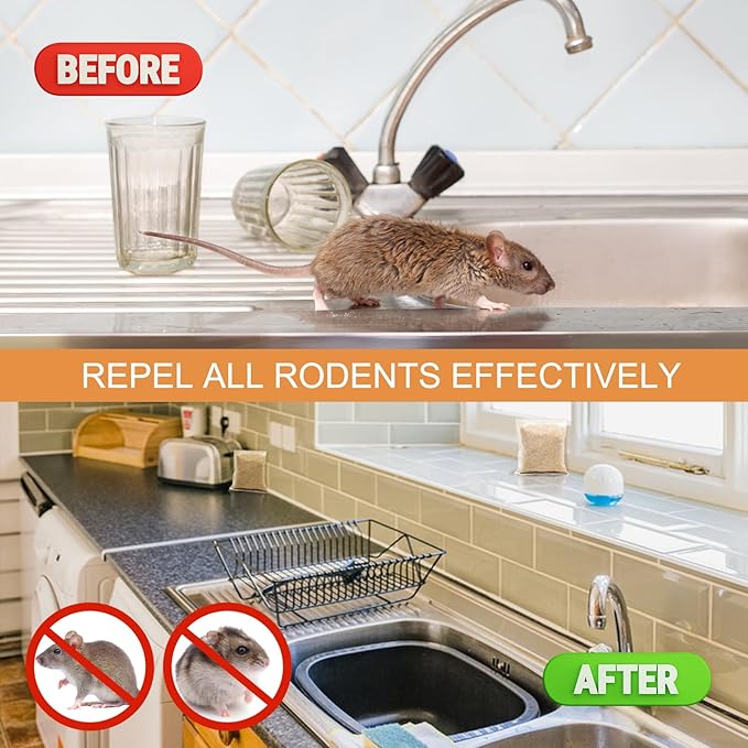 Mouse Repellent Pouches,24 Pack Rodent Repellent,Nature Peppermint Oil - Keep Mice Out of Car, Garage & House, Safe for Humans and Pets