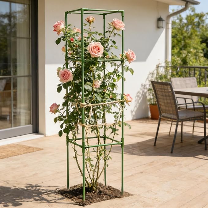 Tomato Cage, Heavy-Duty 64-Inch Square Stakes, 27.0x164.0cm, Cucumber Trellis Cage, Climbing Vegetable Trellis, Easy to Install and Maintain, for Climbing Vegetables, Fruits, and Flowers