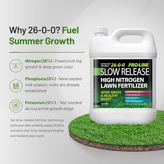 Covington ProLine 26-0-0 NPK Liquid Lawn Slow Release Fertilizer (32oz) – High Nitrogen Lawn Food for Summer Growth – Promotes Deep Green Color & Resilient Turf – Ideal for Heat-Stressed Lawns