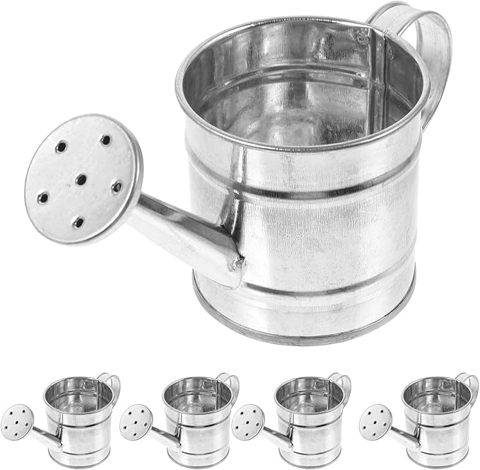 Kisangel 5pcs Mini Watering Cans, Small Watering Can Miniature Metal Water Buckets for Home Decor, Garden Scenes, Photography Props