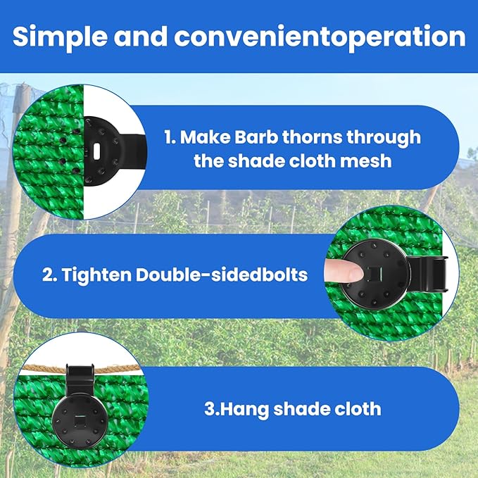 Sunscreen Net Clips Heavy Duty Plastic Shade Cloth Clips 100Pack with Tarp Grommet Fasteners for Garden Patio Awning Mesh Fabric Clamp