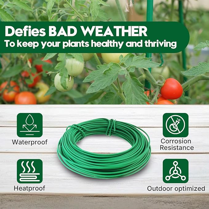 101 Feet Green Soft Plant Tie - 2.5mm Flexible Twist Garden Wire for Climbing Plants, Tomatoes, Bonsai & Office/Home Organizing