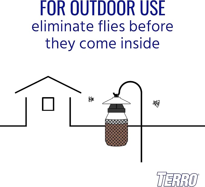 TERRO T380 Outdoor Reusable Fly Magnet Fly Trap - Poison Free Trap with Bait