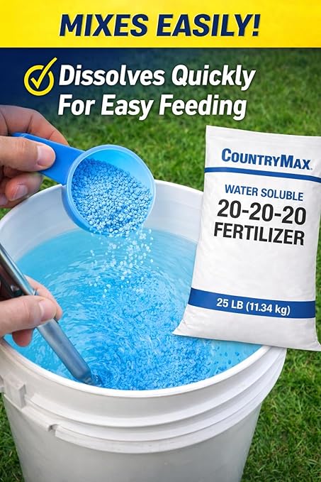 CountryMax 20-20-20 All Purpose Fertilizer 50 lb – Water Soluble Balanced NPK Plant Food for Lawn, Garden, Vegetables, Flowers & Indoor Plants
