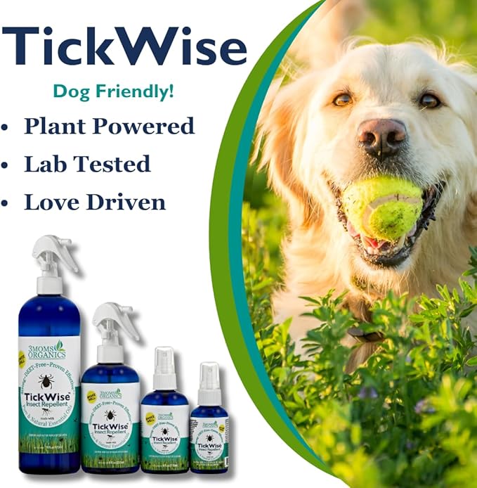 3 Moms Organics TickWise Insect Repellent, 32oz Extra Strength - DEET- Free, Tick and Insect Repellent, Plant Based Essential Oils, All Natural Ingredients, Safe for Kids, Adults, Dogs and Horses