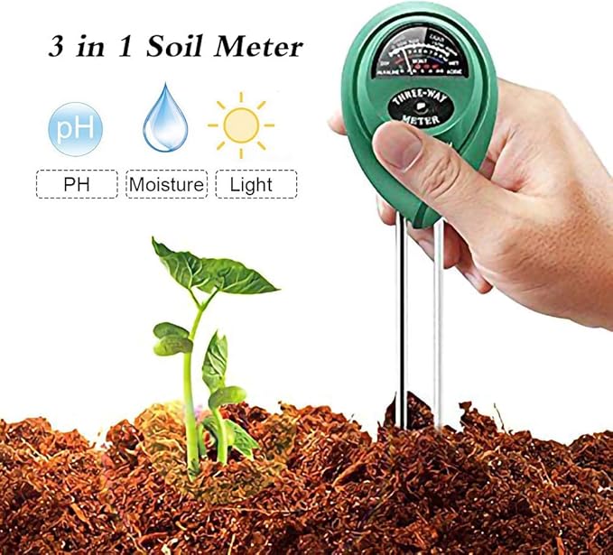 3 in 1 Soil Tester with Moisture,Light and PH Meter, Indoor/Outdoor Plants Care Soil Sensor for Home and Garden, Farm, Herbs & Gardening Tools