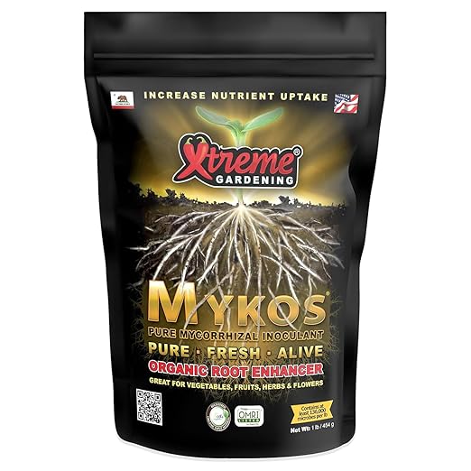 Xtreme Gardening Mykos Mycorrhizae for Plants- Granular Mycorrhizal Fungi Root Inoculant, OMRI Listed Organic Biofertilizer for Stronger Roots & Nutrient Uptake (1 lb)