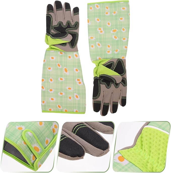 ibasenice Thornproof Gardening Gloves with Long Sleeves Pu Leather Palm Work Gloves for Women and Men for Planting and Pruning