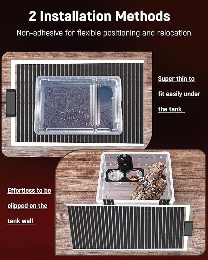 Pawfly 40 W Reptile Heat Pad with Thermostat 16.5 x 11 Inch Reptile Heating Pad Under Tank Terrarium Reptile Heat Mat for Turtles Frogs Snakes Lizards Geckos Hermit Crabs & Spiders