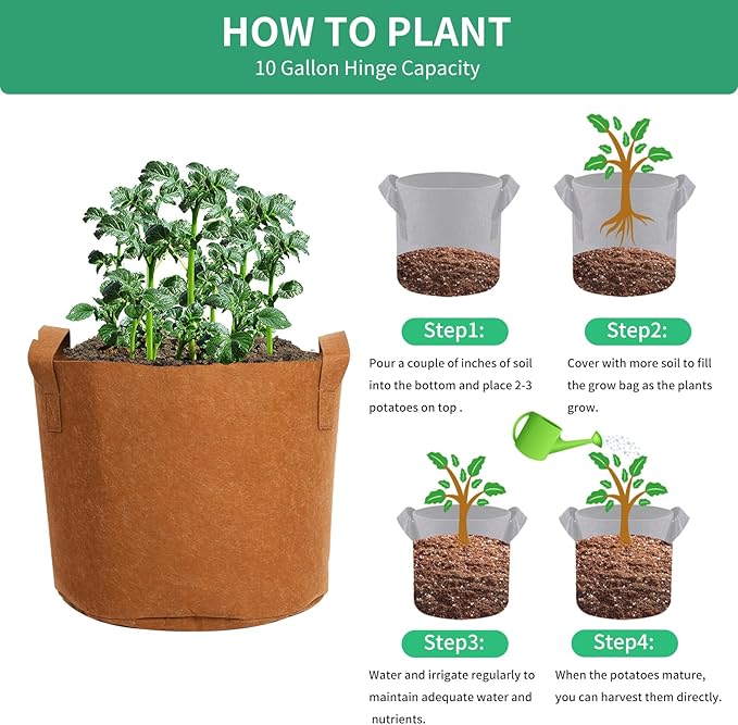 SILKIR Grow Bags, 10 Gallon, Ginger
