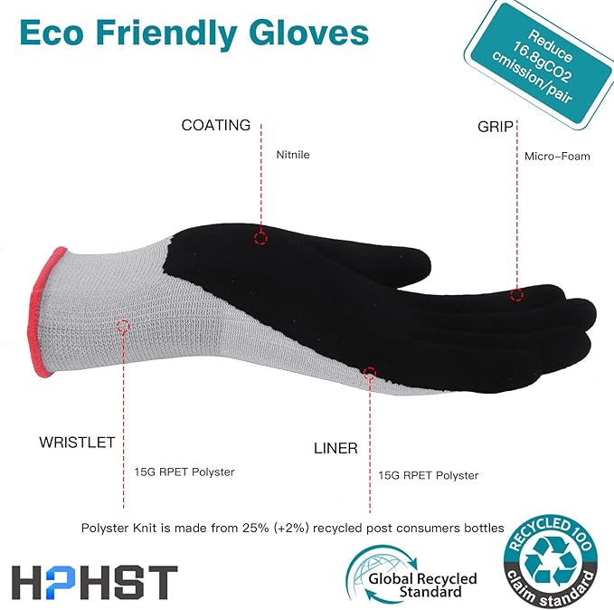 Work Gloves for Women, Eco Friendly Safety Work Gloves with Breathable Rubber Coated, Smart Touch,3 Pairs