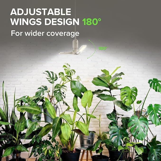 SANSI Hanging Grow Lights for Indoor Plants, 30W High PPFD Full Spectrum with Timer, 180° Adjustable Wings LED Pendant Plant Lights for Indoor Growing, 16.4FT Power Cord, for Tall Large Plants