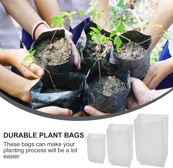 FAVOMOTO 300pcs Non-Woven Plant Growing Bags Nursery Seedling Pouches with 3 Sizes (10x12cm, 16x18cm, 20x22cm) for Tree and Vegetable Growth, Lightweight Reusable Garden Grow Bags