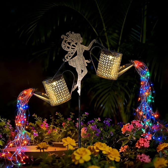 SRNPMIU Solar Watering Can Light - Solar Yard Decorations Outdoor,Garden Decor Lights for Yard,IP65 Waterproof Hanging Lantern Lights,Outside Garden Flower Bed Decor Light for Moms Birthday 2PCS