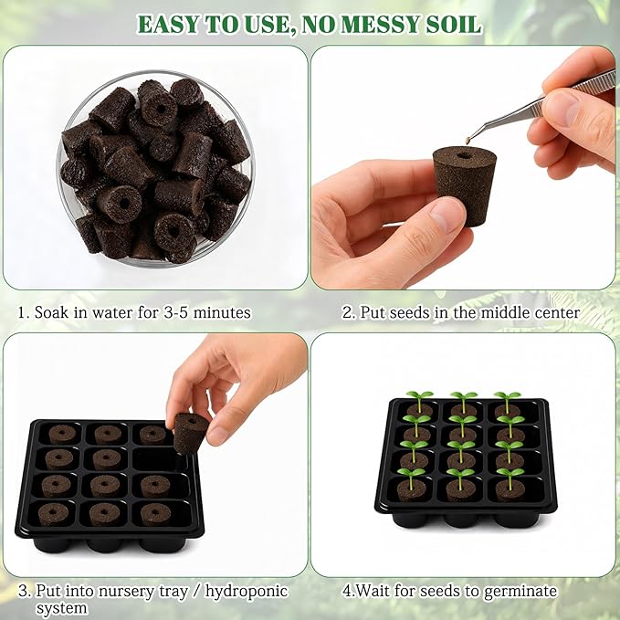 YBB 50 Pcs Hydroponic Growth Sponges, Seed Starter Pods Rapid Rooter Plugs Replacement Compatible with Aerogarden iDOO Hydroponic Garden System with 60 Labels